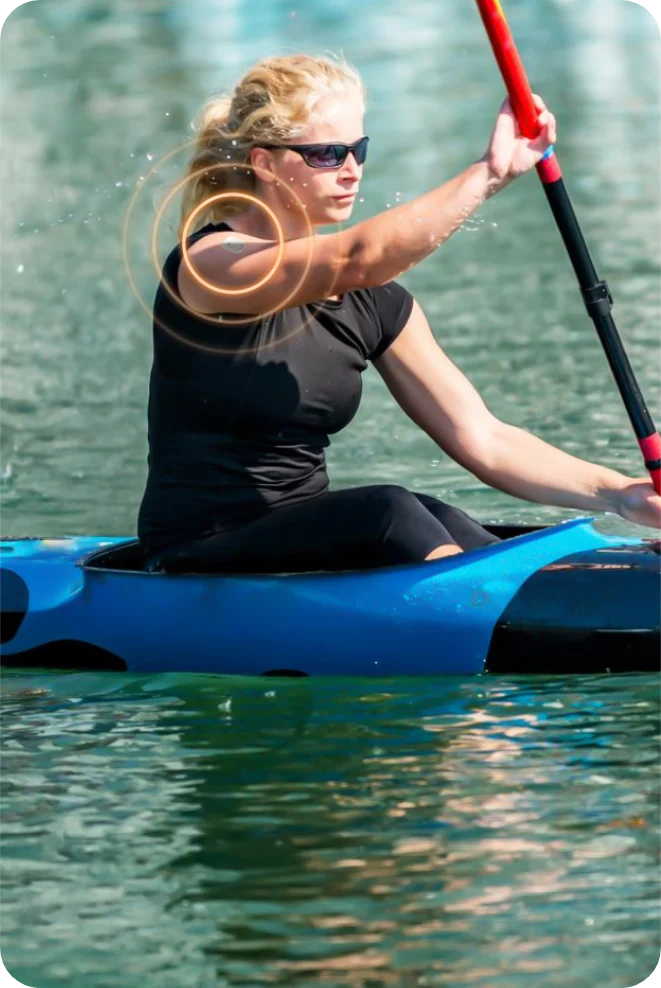Kayaker wearing the Instara-L1 sensor